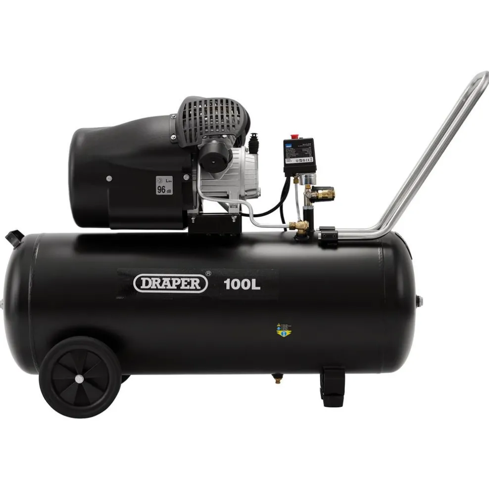 230V 100L Direct Drive V-Twin Air Compressor, 2.2kW/3hp