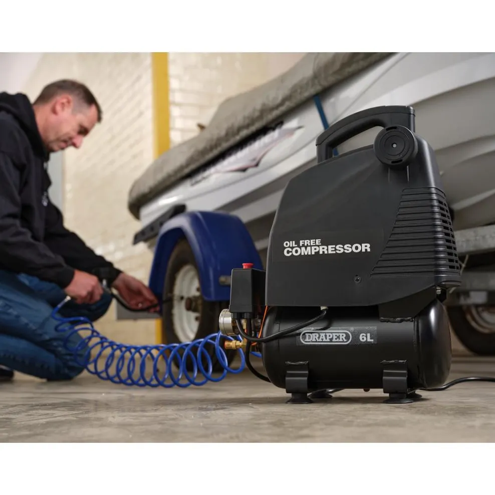 230V 6L Oil-Free Air Compressor, 1.1kW/1.5hp