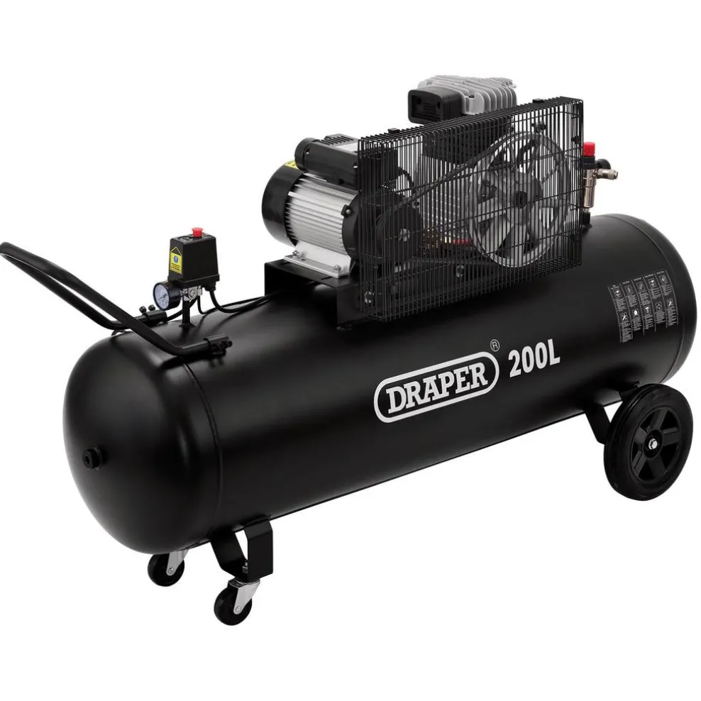 230V 200L Stationary Belt-Driven Air Compressor, 2.2kW/3HP
