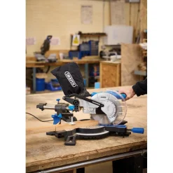 230V Sliding Compound Mitre Saw with Laser Cutting Guide, 210mm, 1500W