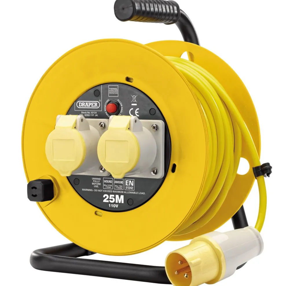 110V Twin Extension Cable Reel, 25m