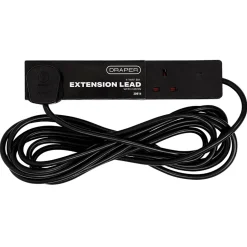 4 Way Black Extension Lead, 5m