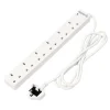6 Way White Extension Lead, 2m