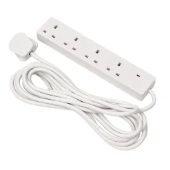 4 Way White Extension Lead, 5m