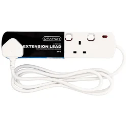 4 Way White Switch Protected Extension Lead, 2m