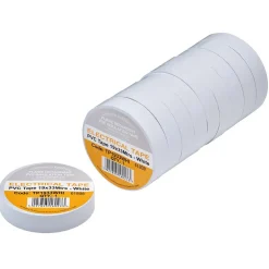 White PVC Electrical Insulation Tape, 19mm x 33m (Pack of 10)