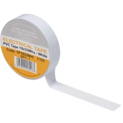 White PVC Electrical Insulation Tape, 19mm x 33m (Pack of 10)
