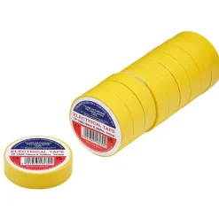 Yellow PVC Electrical Insulation Tape, 19mm x 20m (Pack of 10)