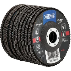 Zirconium Oxide Flap Discs, 115 x 22.23mm, 80 Grit (Pack of 10)
