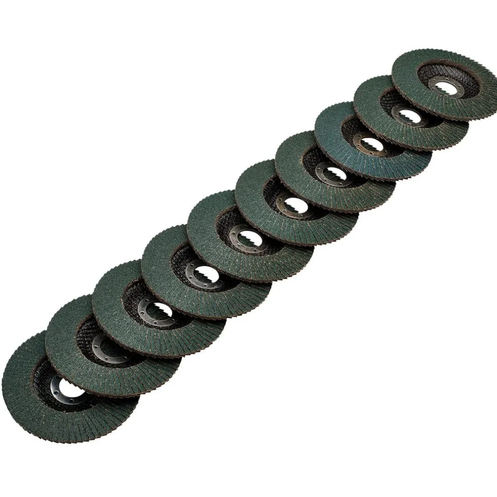 Zirconium Oxide Flap Discs, 115 x 22.23mm, 80 Grit (Pack of 10)