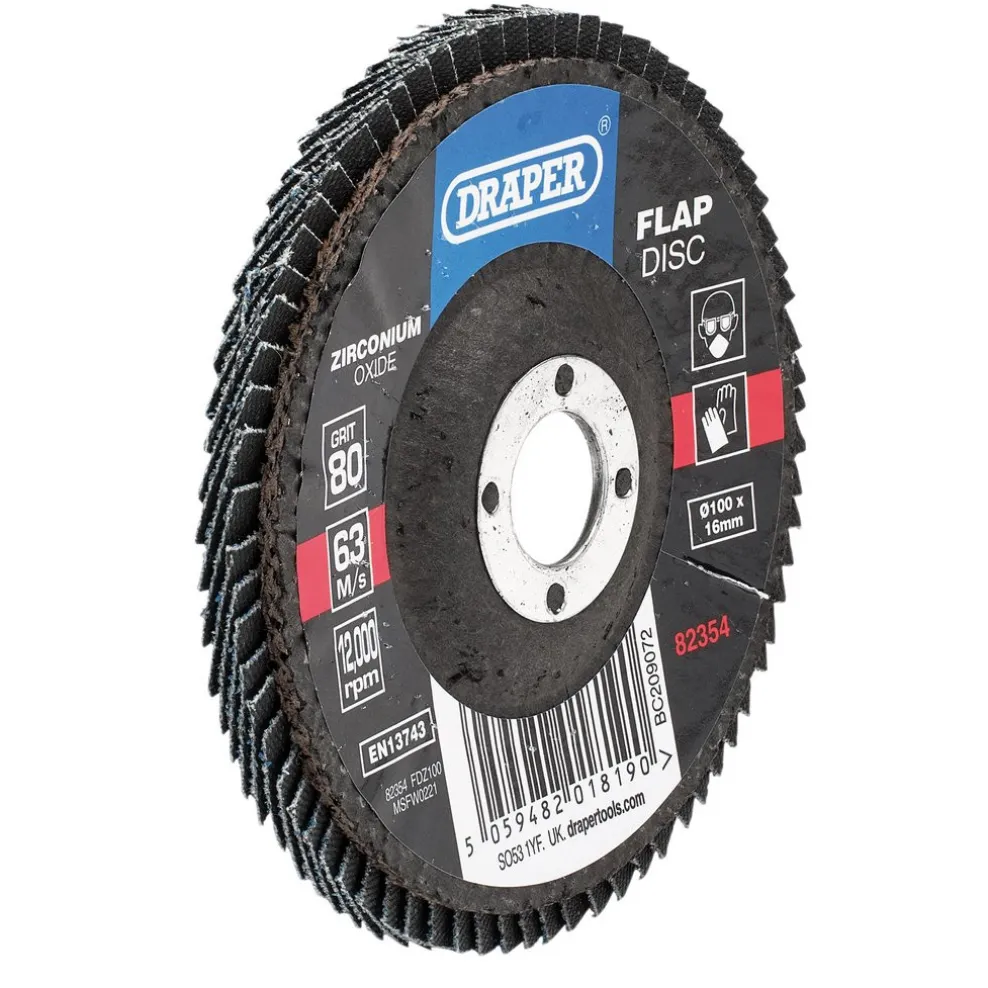 Zirconium Oxide Flap Disc, 100 x 16mm, 80 Grit