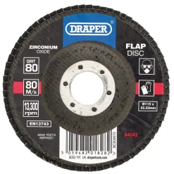 Zirconium Oxide Flap Disc, 115 x 22.23mm, 80 Grit