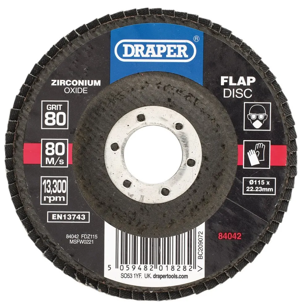 Zirconium Oxide Flap Disc, 115 x 22.23mm, 80 Grit