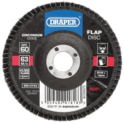 Zirconium Oxide Flap Disc, 100 x 16mm, 60 Grit