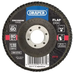 Zirconium Oxide Flap Disc, 115 x 22.23mm, 60 Grit